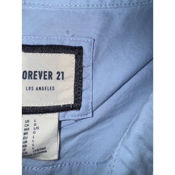 Forever 21 Light Blue Long Sleeve Button-Down Shirt Dress W/ Pocket L - Picture 2 of 10